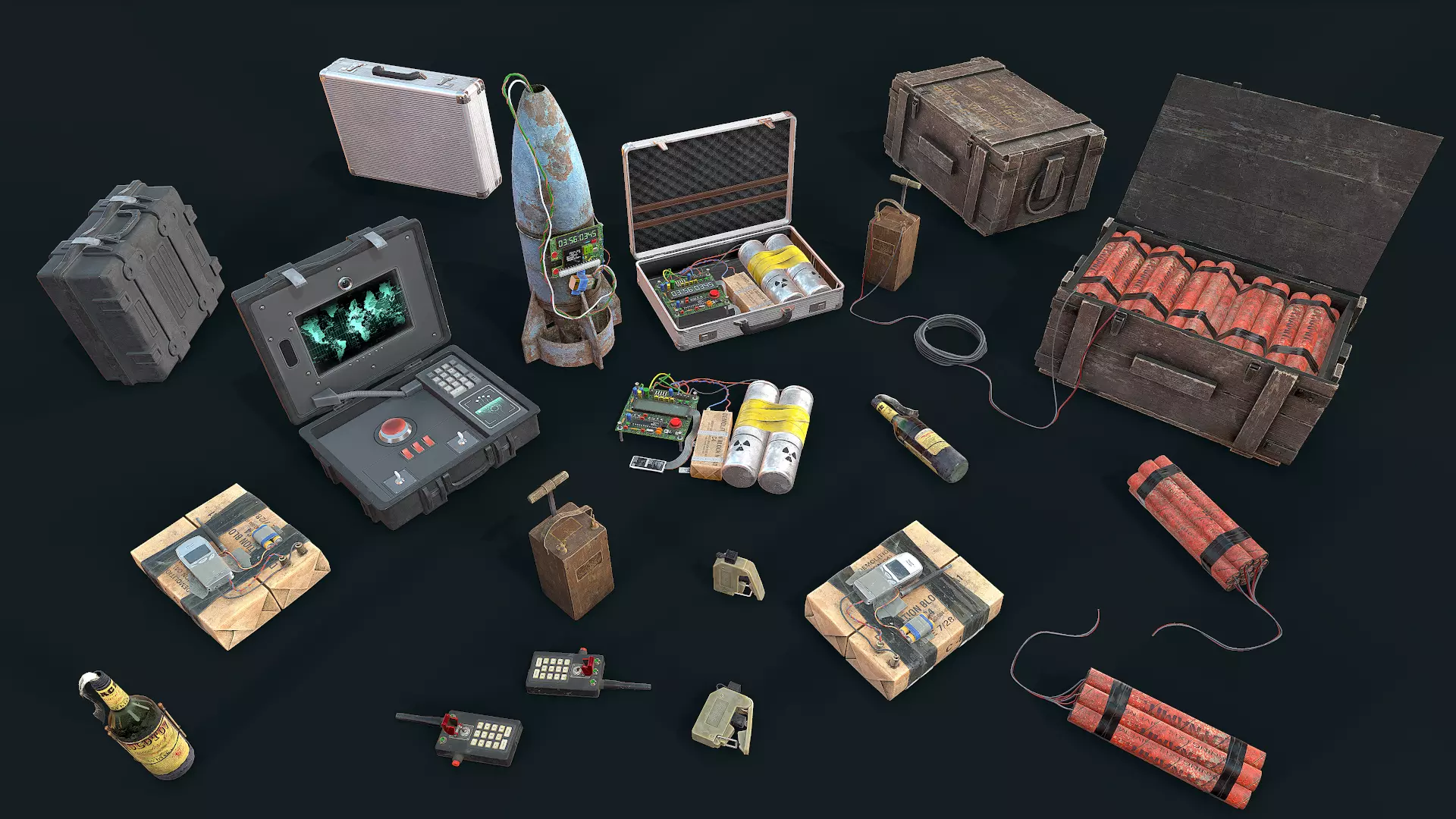 Explosive Devices Low-poly 3D model_0