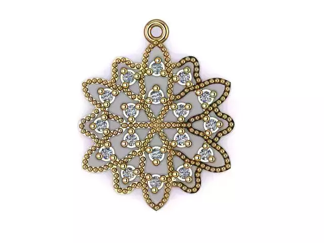 Pendant gold snowflake with diamonds