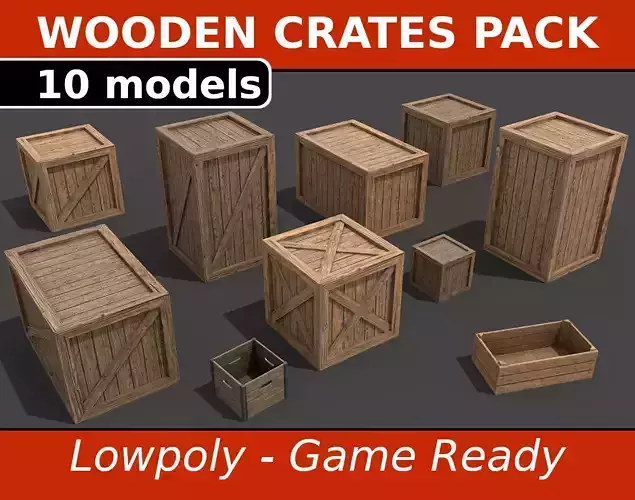 Wooden Crates Pack - 10 box models