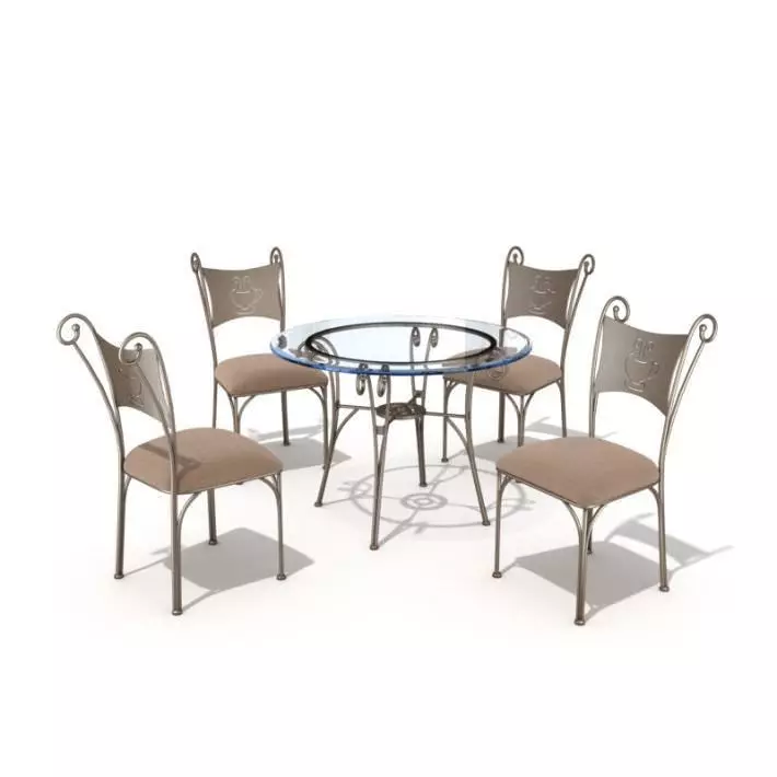 Furniture Set Table And Chairs 3D model_0