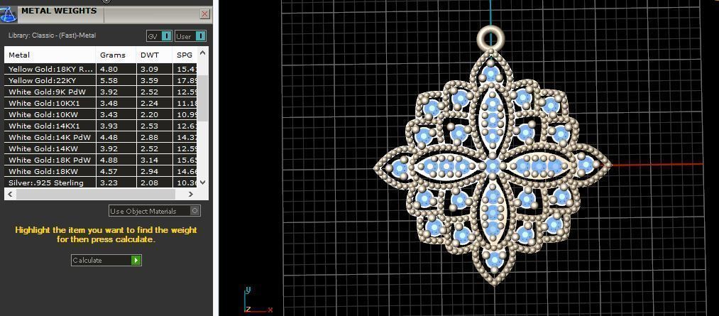 Pendant antique gold with diamonds 3D print model_1