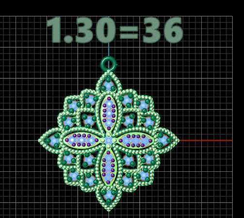 Pendant antique gold with diamonds 3D print model_3