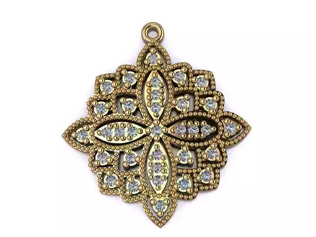 Pendant antique gold with diamonds