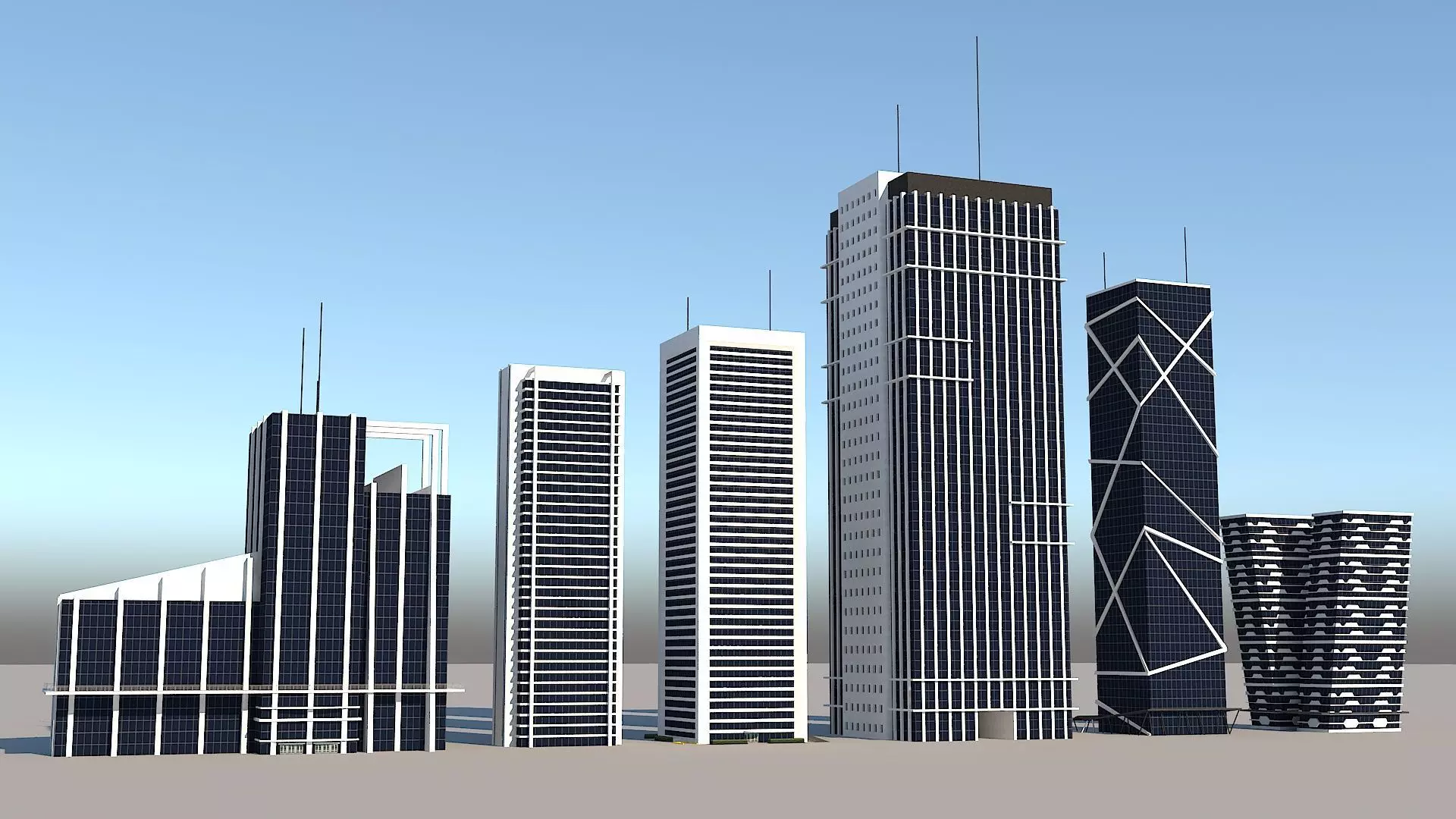 Skyscraper building archive Low-poly 3D model_0
