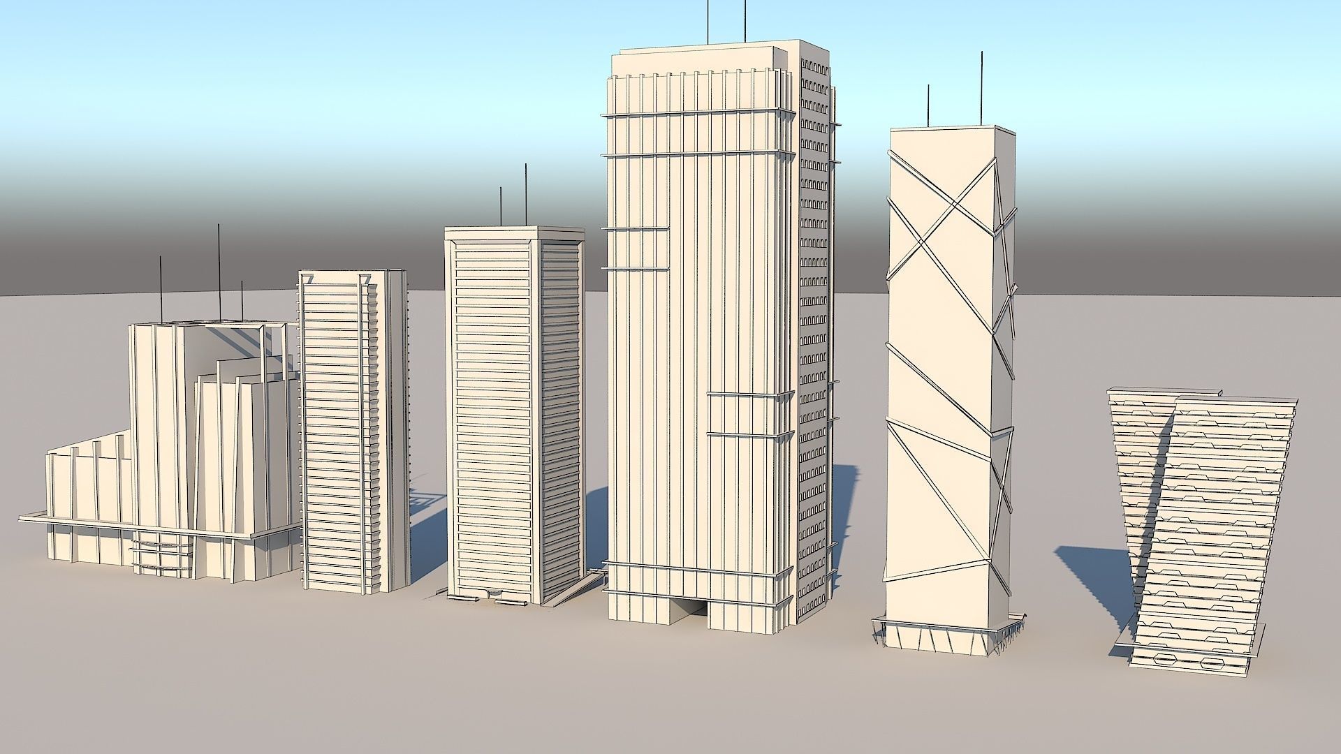 Skyscraper building archive Low-poly 3D model_5