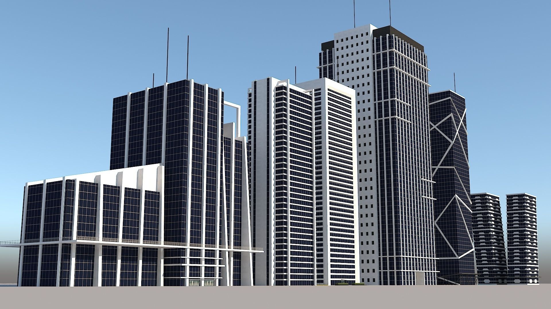 Skyscraper building archive Low-poly 3D model_3