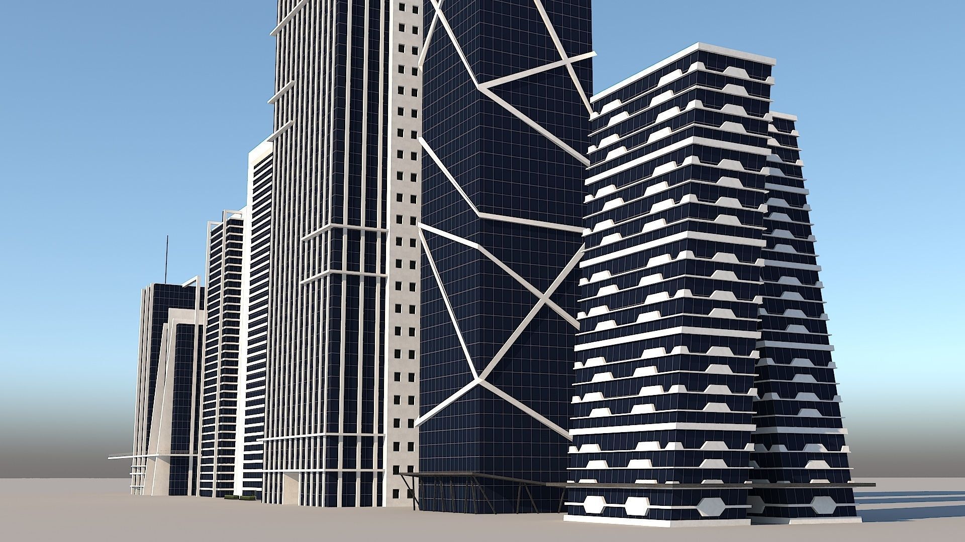 Skyscraper building archive Low-poly 3D model_2