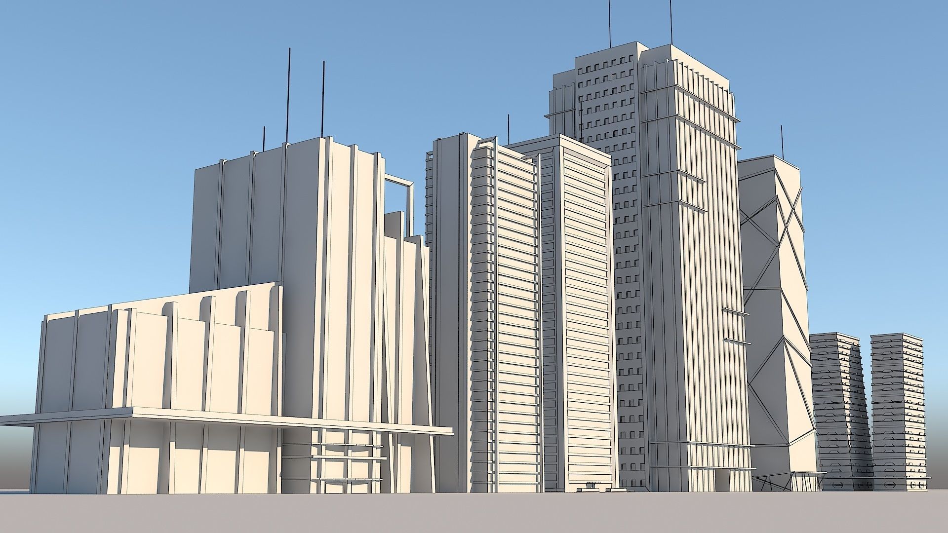 Skyscraper building archive Low-poly 3D model_4