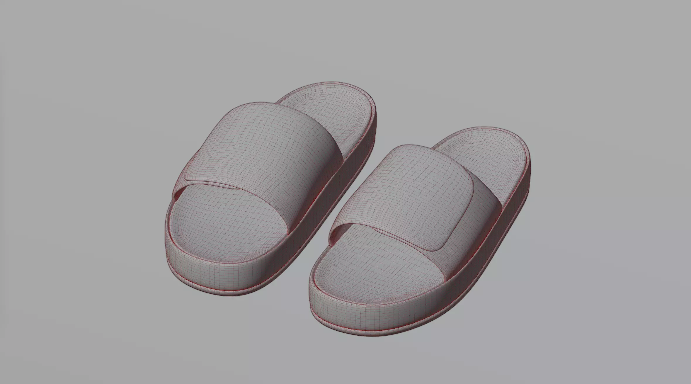 Slippers pair of sandals 3D model_0
