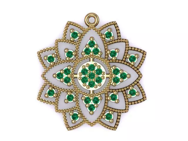 Pendant emerald flower 3D print model_0