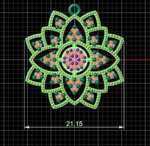Pendant emerald flower 3D print model_2