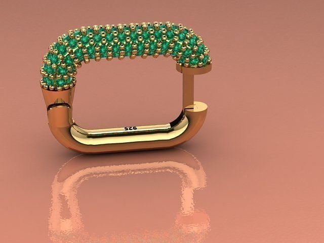 Earrings emerald ring in gold 3D print model