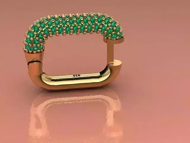 Earrings emerald ring in gold