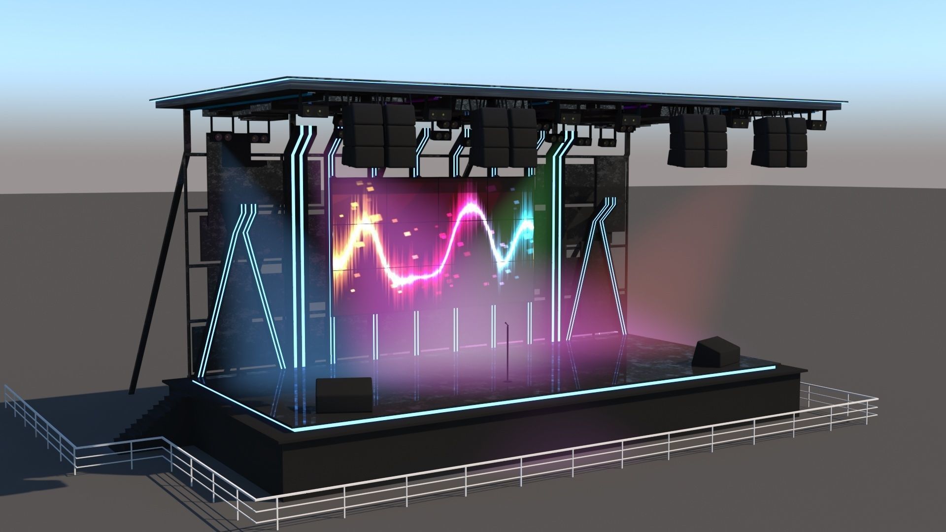 Concert Stage Area Low Poly Low-poly 3D model_11