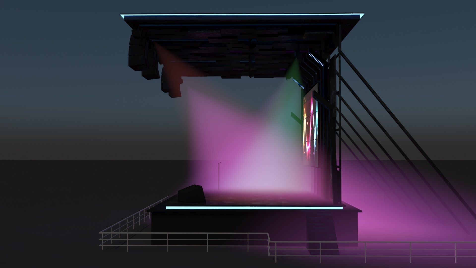 Concert Stage Area Low Poly Low-poly 3D model_14