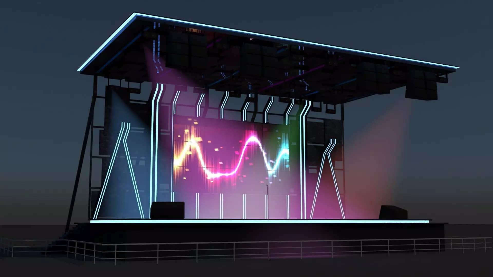 Concert Stage Area Low Poly Low-poly 3D model_0