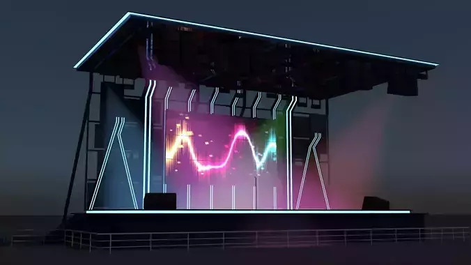 Concert Stage Area Low Poly Low-poly 3D model