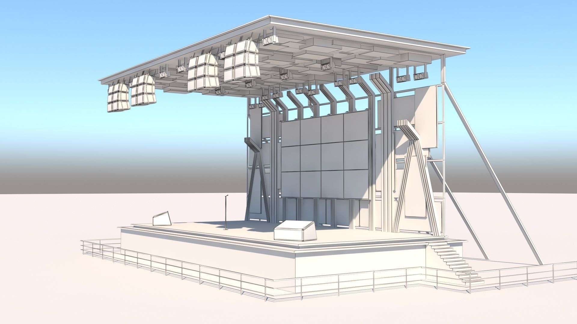 Concert Stage Area Low Poly Low-poly 3D model_6