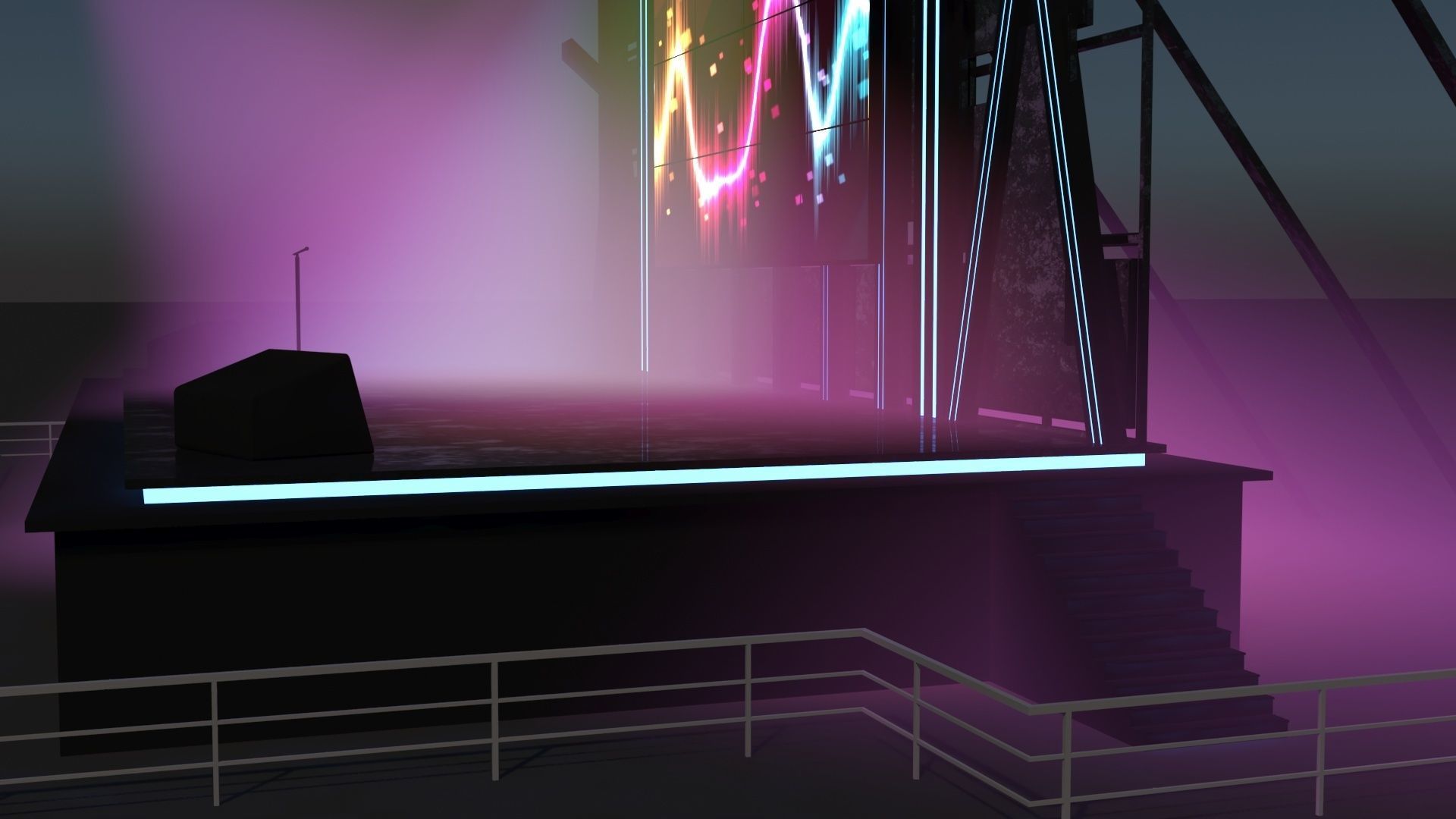 Concert Stage Area Low Poly Low-poly 3D model_13