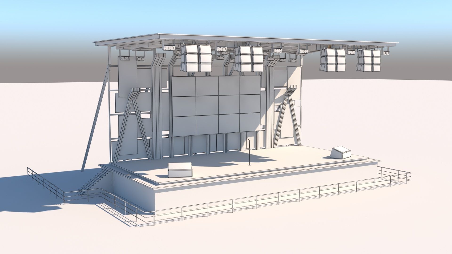 Concert Stage Area Low Poly Low-poly 3D model_5
