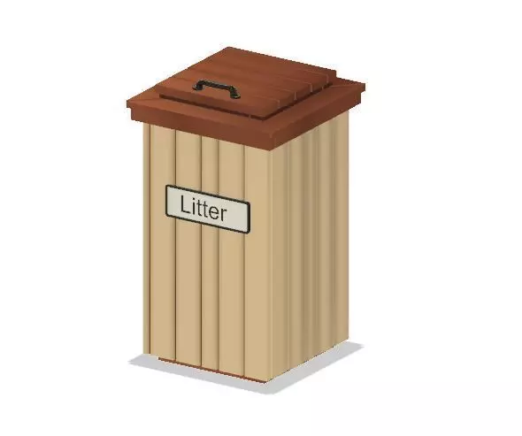 Model Railway - Wooden Litter Bin 3D print model_0