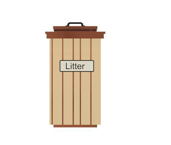 Model Railway - Wooden Litter Bin 3D print model_5