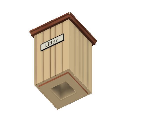 Model Railway - Wooden Litter Bin 3D print model_4