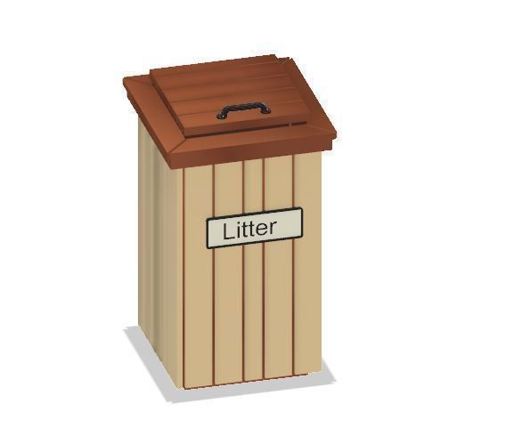 Model Railway - Wooden Litter Bin 3D print model_3