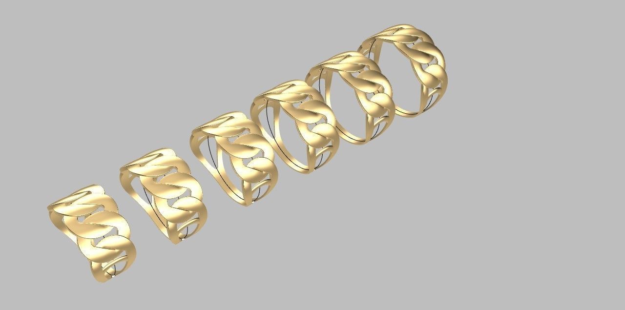 Light Miami Cuban Link Chain Ring 10mm wide 3D print model_3