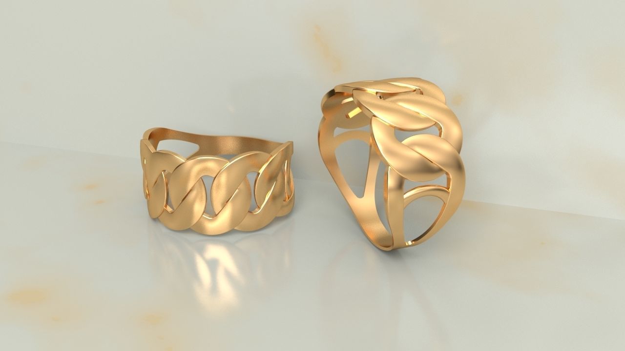 Light Miami Cuban Link Chain Ring 10mm wide 3D print model_2