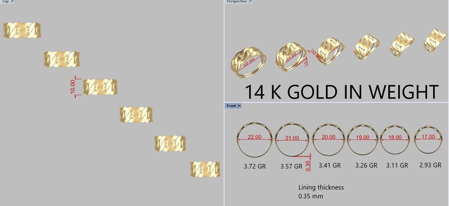 Light Miami Cuban Link Chain Ring 10mm wide 3D print model_5