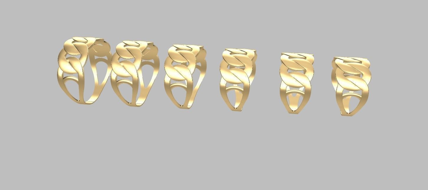 Light Miami Cuban Link Chain Ring 10mm wide 3D print model_4