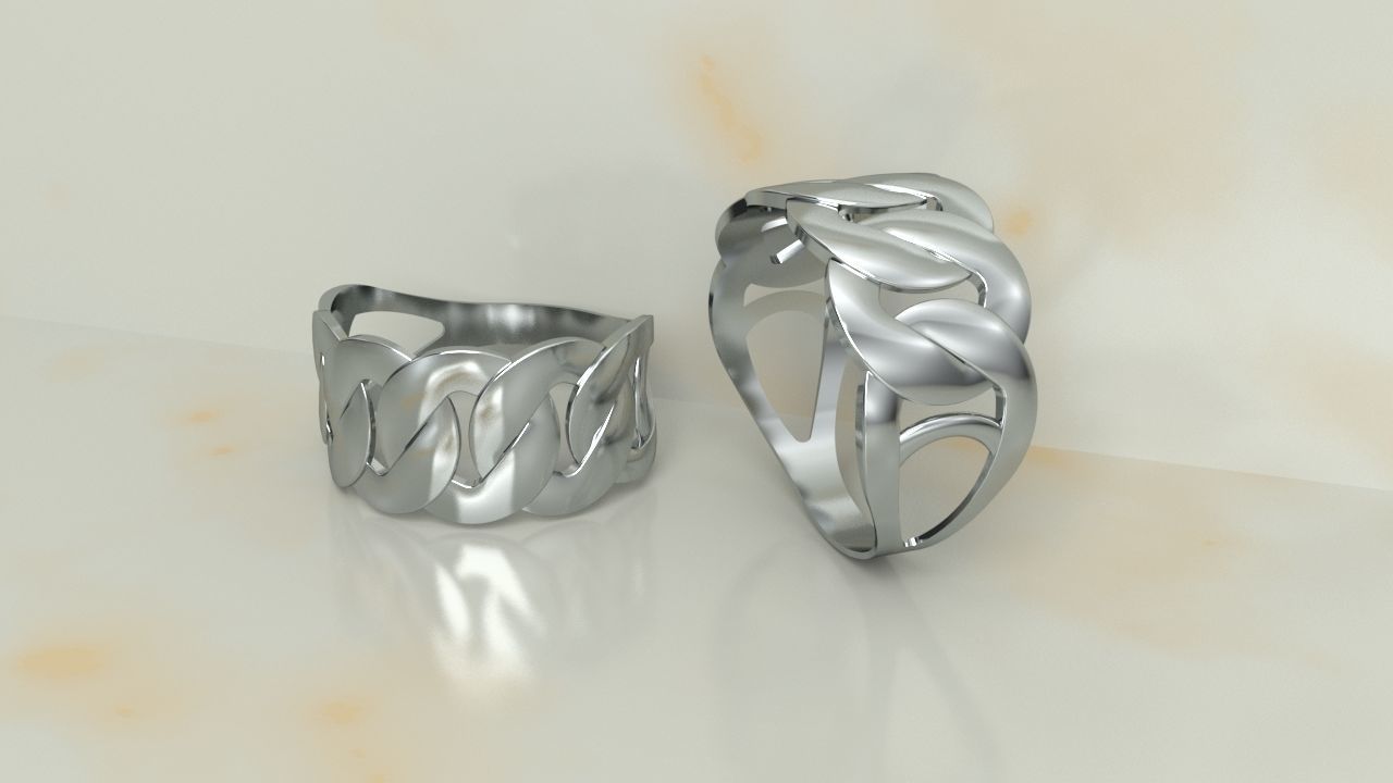 Light Miami Cuban Link Chain Ring 10mm wide 3D print model_1