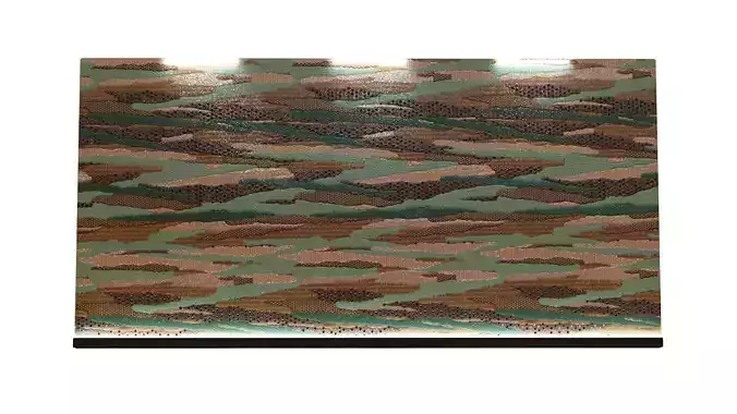 Fabric Wall Panel with elegant etnic green pattern Low-poly 3D model
