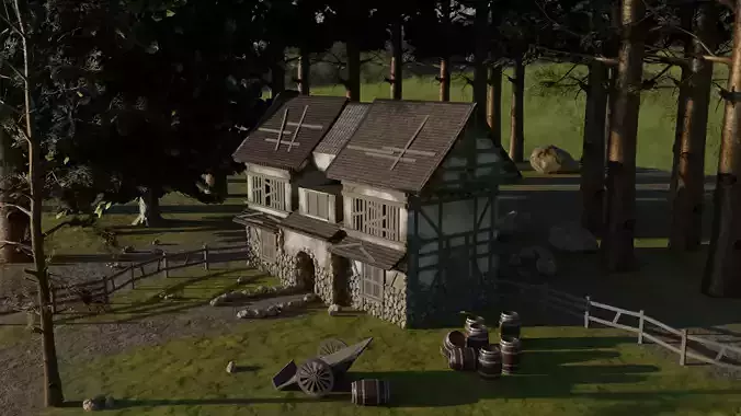 Medieval House Free low-poly 3D model