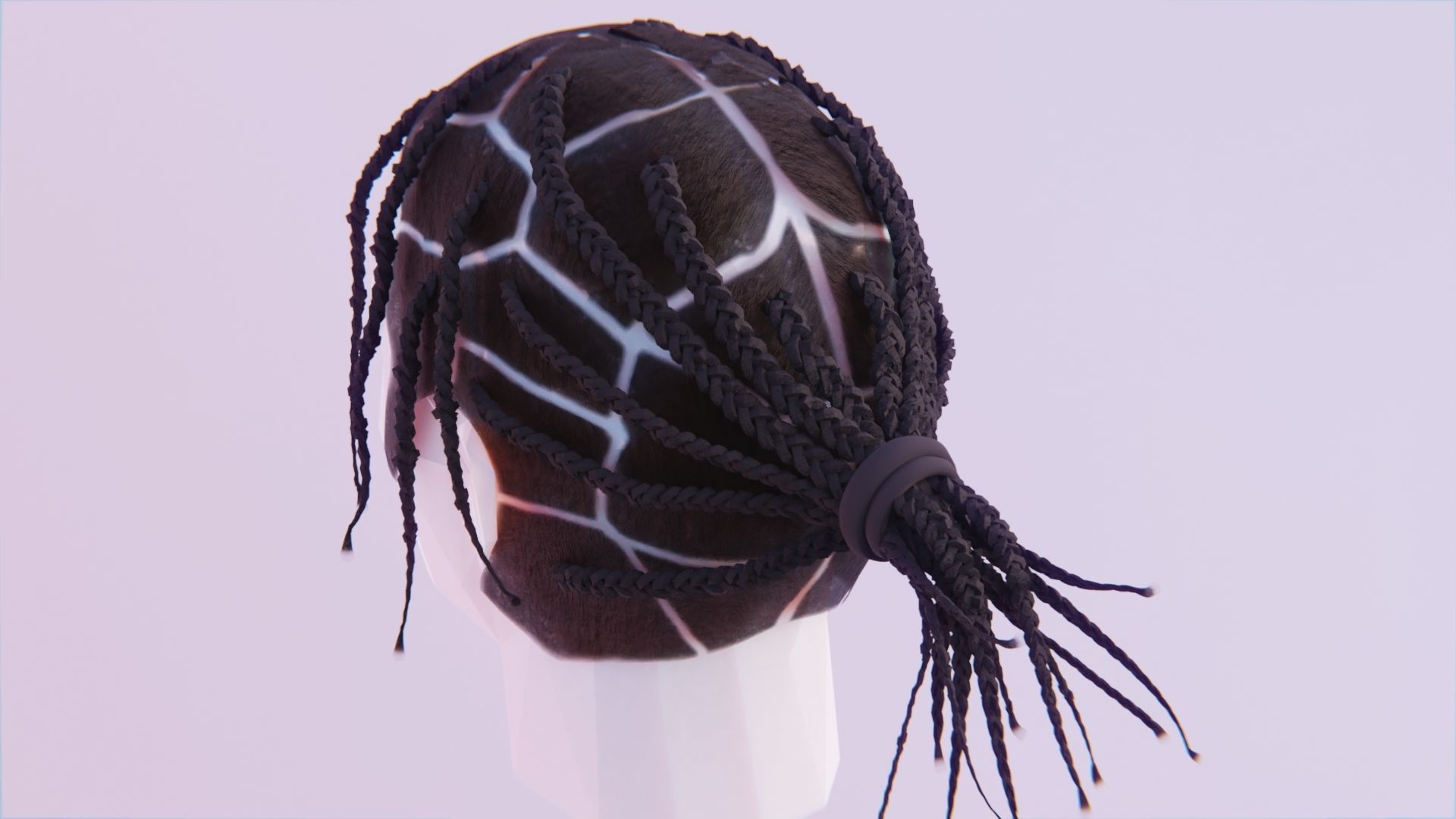 Asap Rocky Inspired Braids Low-poly 3D model_3