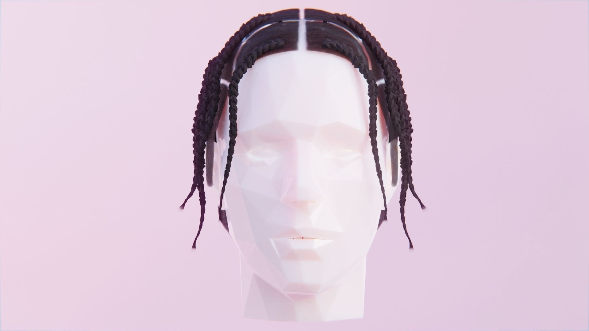 Asap Rocky Inspired Braids Low-poly 3D model_1