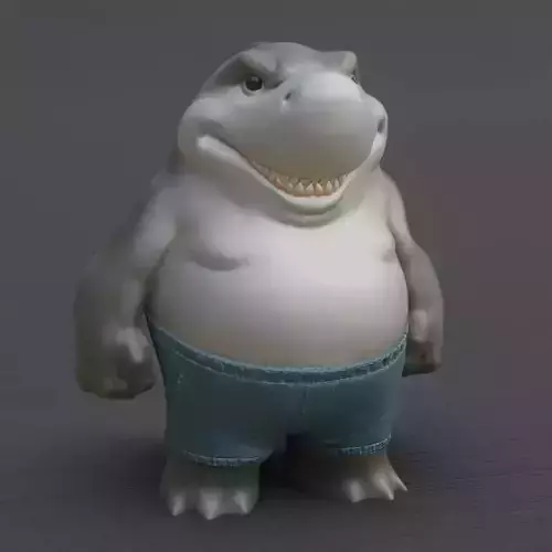 Nanaue shark wearing shorts