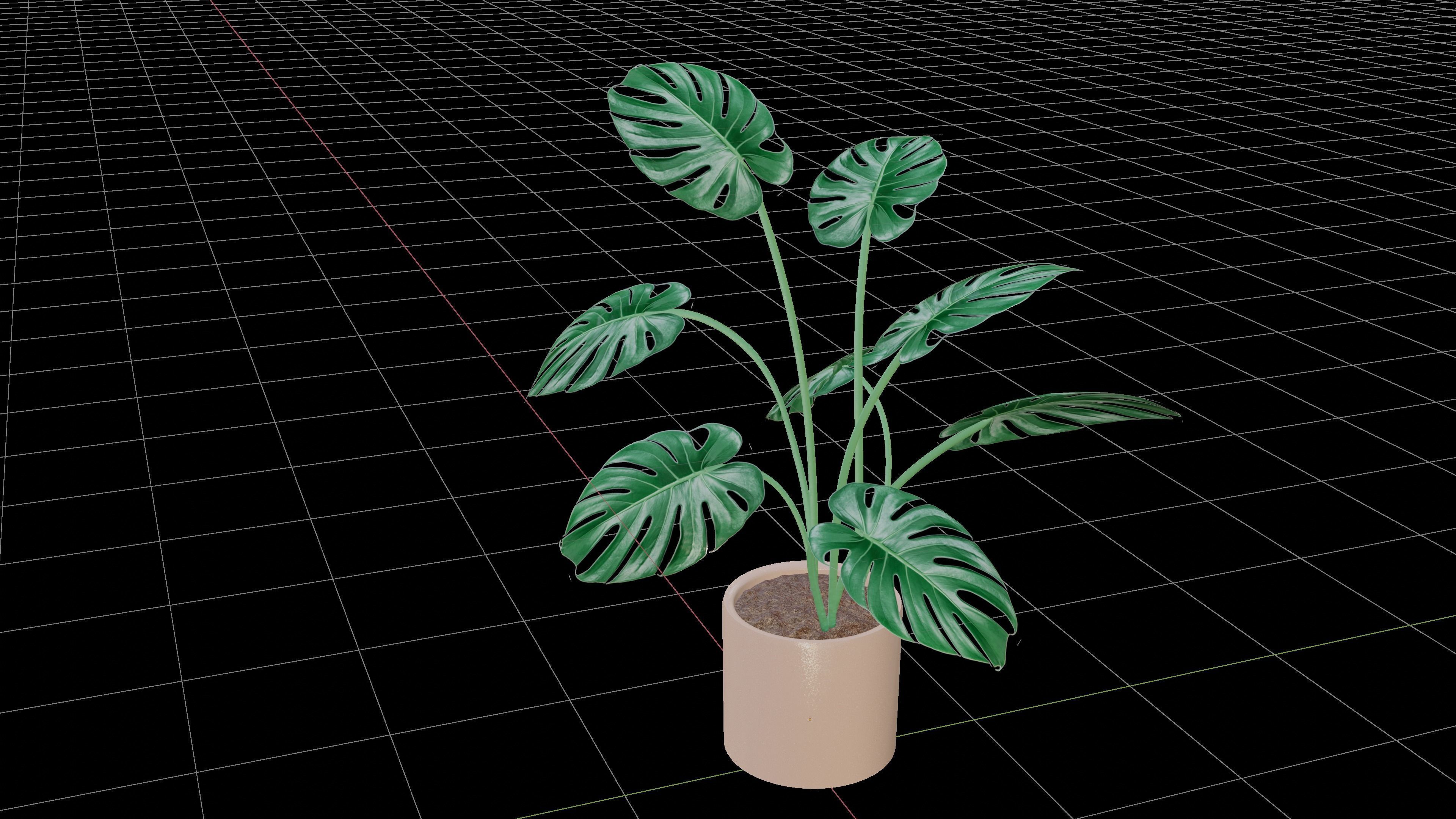 Modern exotic plant in a terracotta pot Low-poly 3D model_16