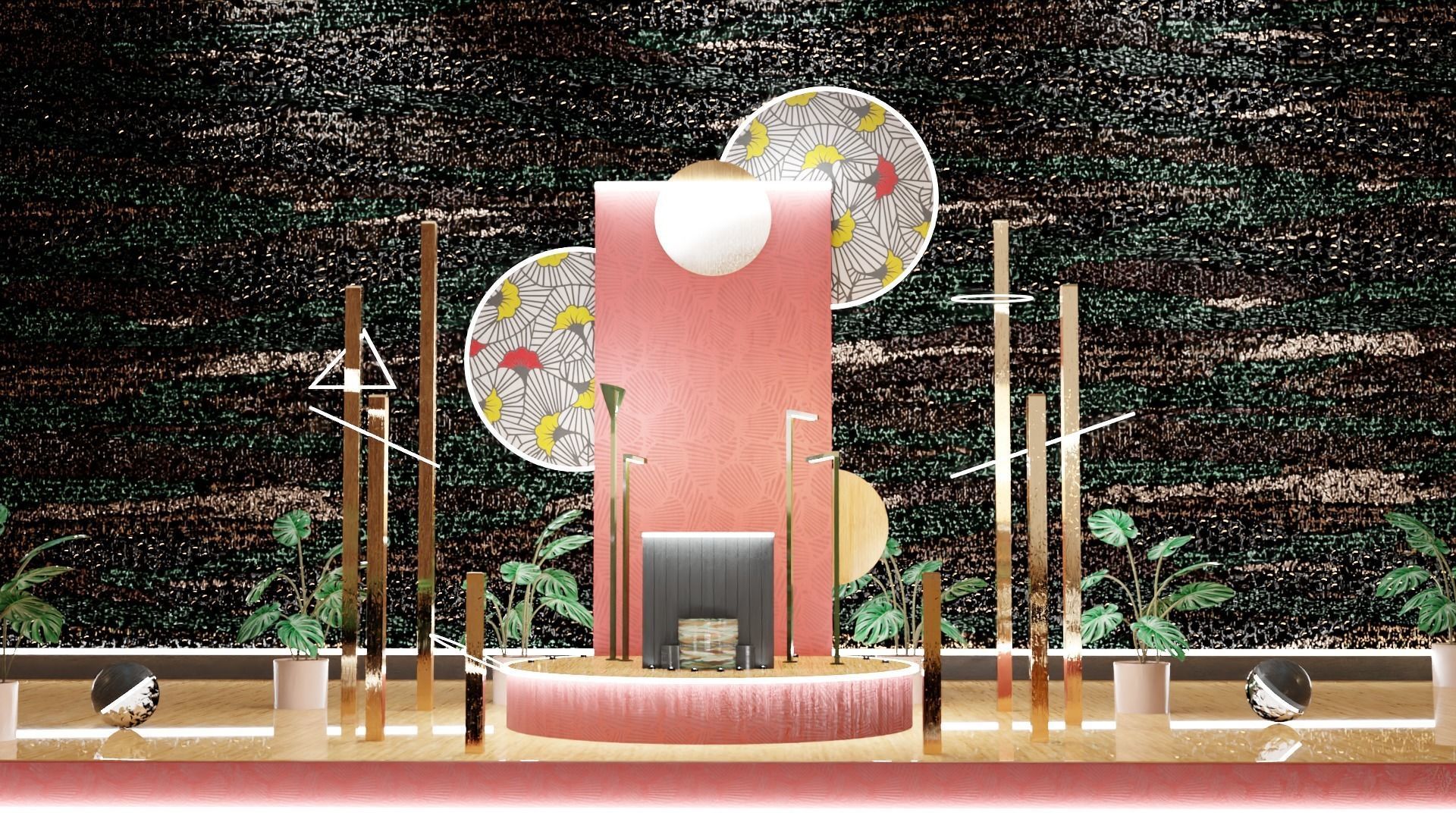 Modern exotic plant in a terracotta pot Low-poly 3D model_7