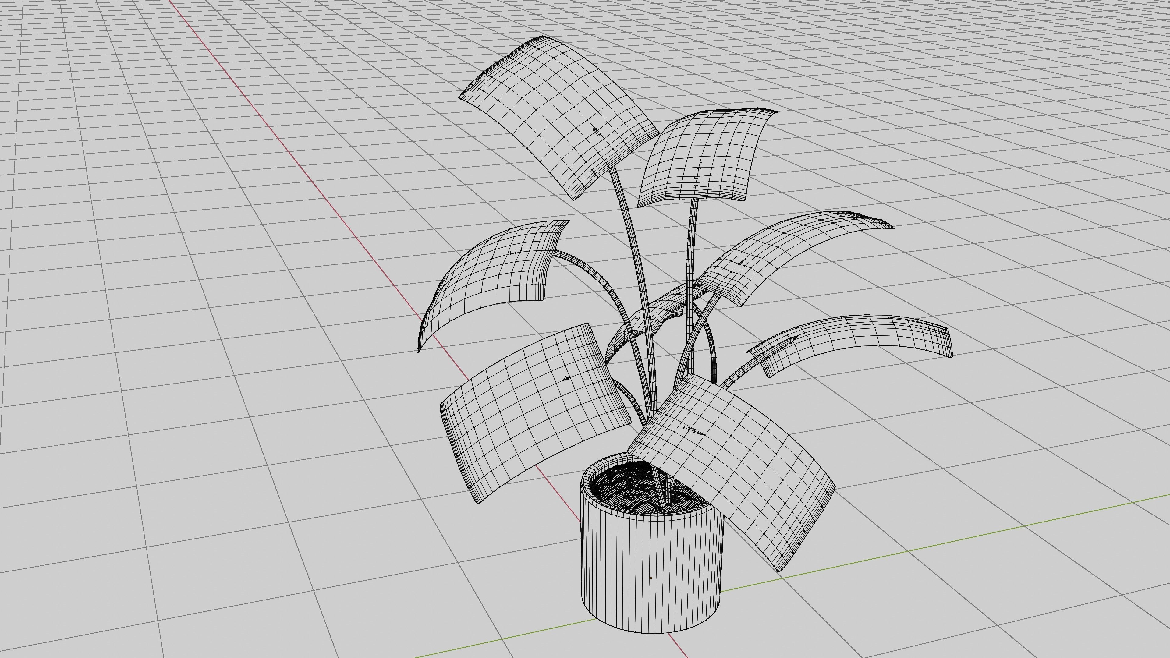 Modern exotic plant in a terracotta pot Low-poly 3D model_15