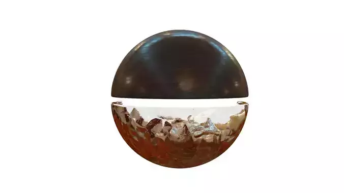 Modern half style sphere wooden and metallic futuristic lamp Low-poly 3D model