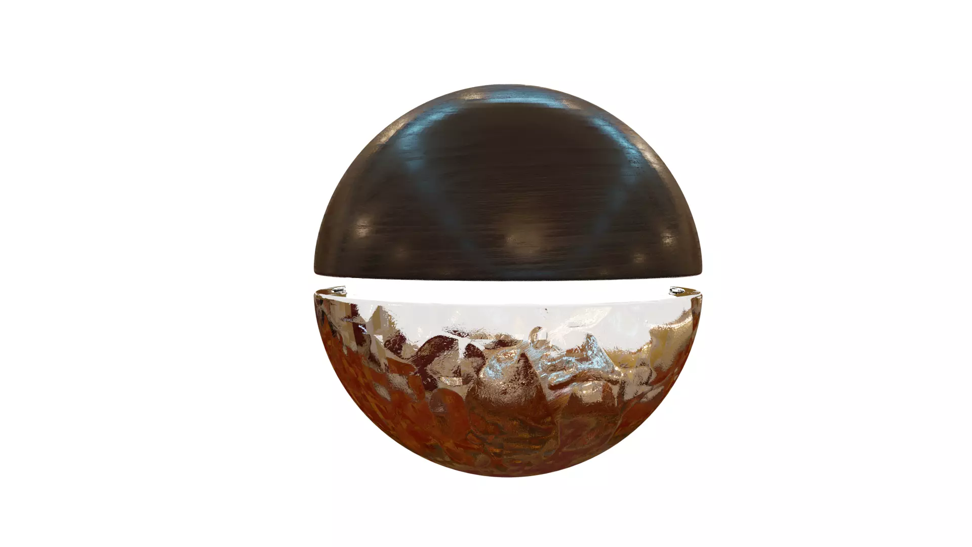 Modern half style sphere wooden and metallic futuristic lamp Low-poly 3D model_0