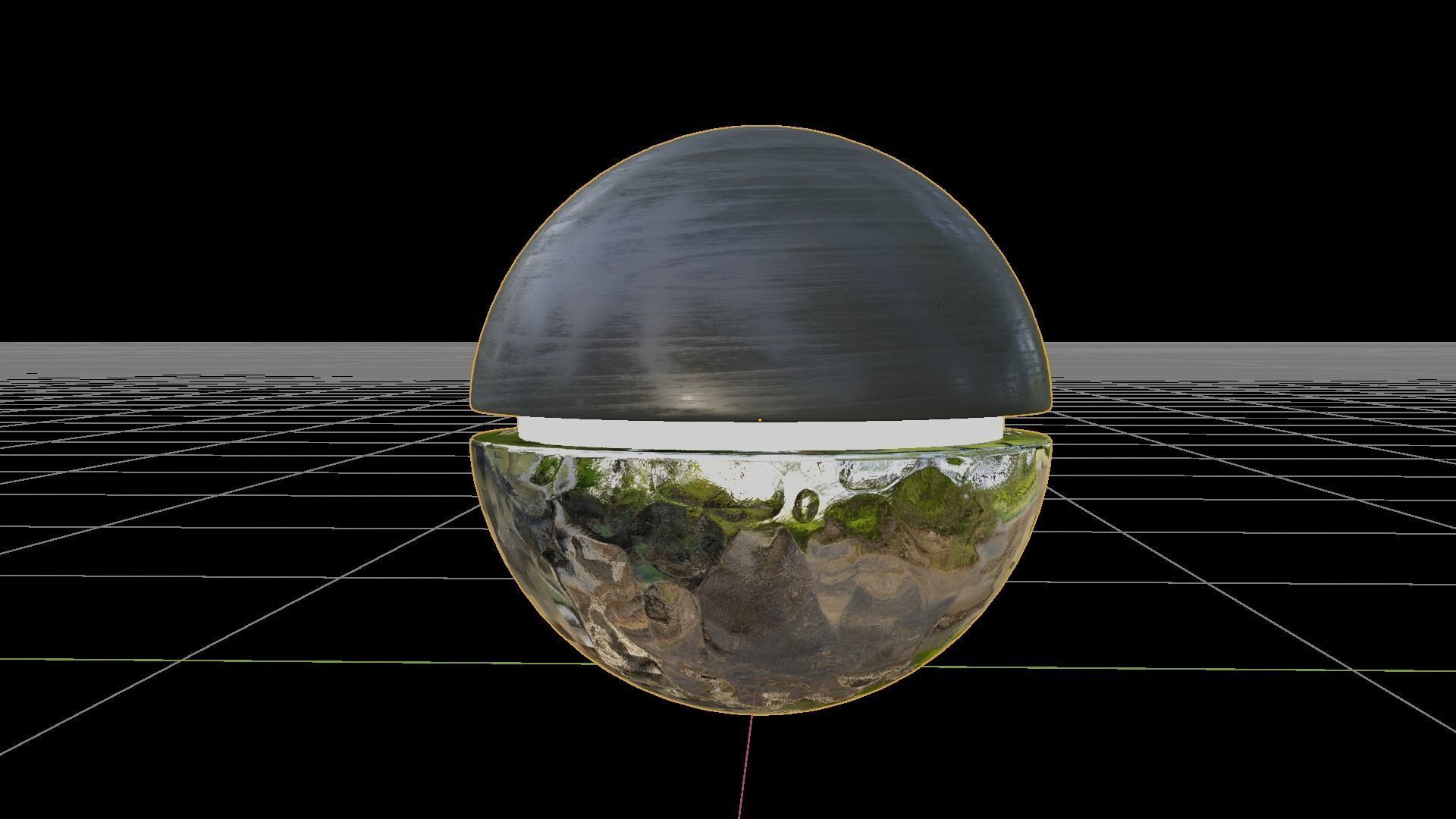 Modern half style sphere wooden and metallic futuristic lamp Low-poly 3D model_1