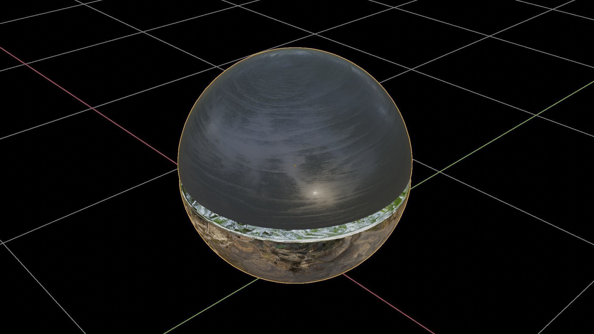 Modern half style sphere wooden and metallic futuristic lamp Low-poly 3D model_11