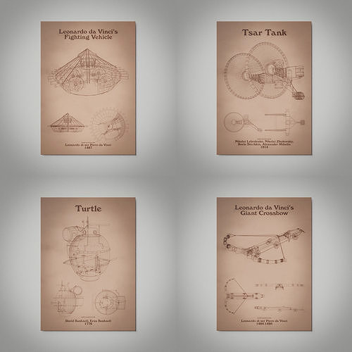 Battle Machines - Wall Pictures - Old Paper - Collection 1 