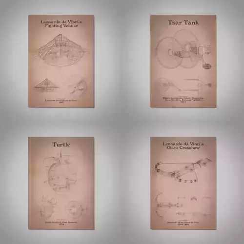 Battle Machines - Wall Pictures - Old Paper - Collection 1 