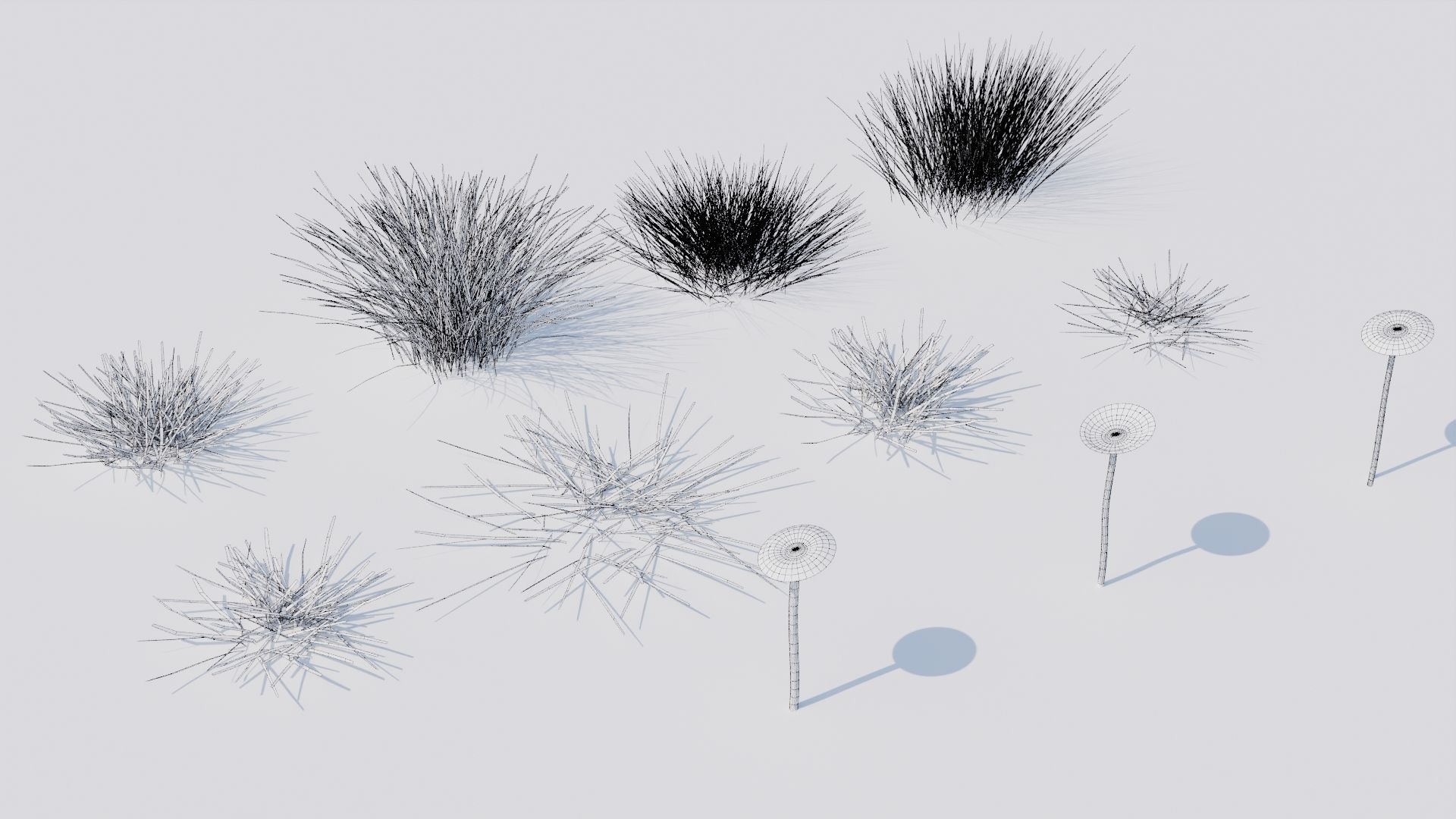 Grass set in circle 3D model_9