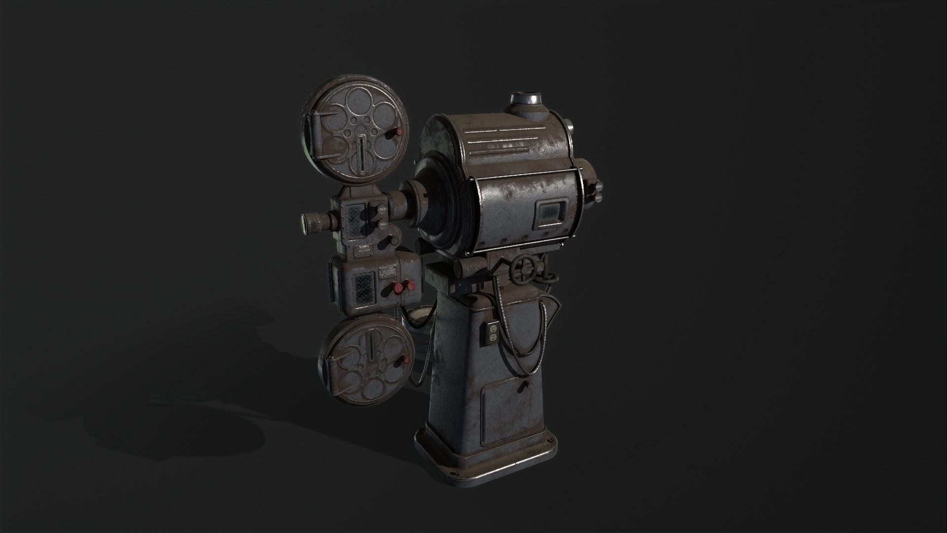 Movie projector flim device  PBR game ready asset  Low-poly 3D model_2