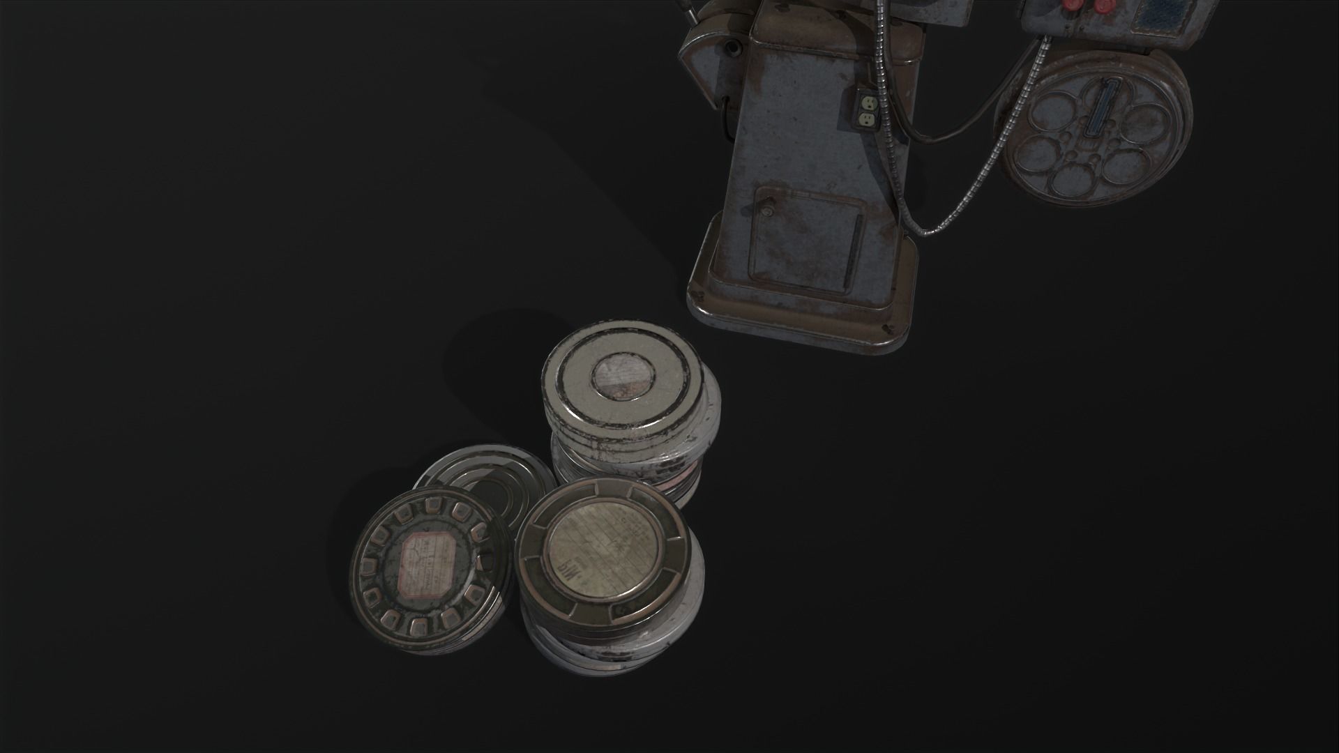 Movie projector flim device  PBR game ready asset  Low-poly 3D model_4